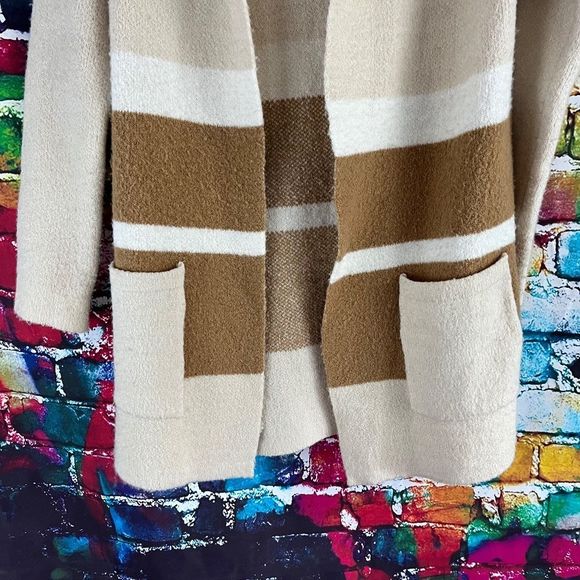 Lulus Carlsbad Tan and Beige Hooded Cardigan Sweater S/M - Picture 9 of 9